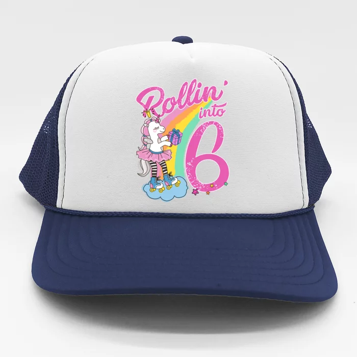 Rollin' Into 6 Skating Unicorn Trucker Hat