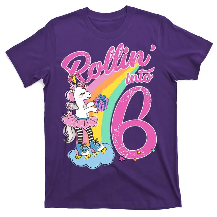 Rollin' Into 6 Skating Unicorn T-Shirt