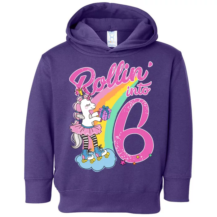 Rollin' Into 6 Skating Unicorn Toddler Hoodie