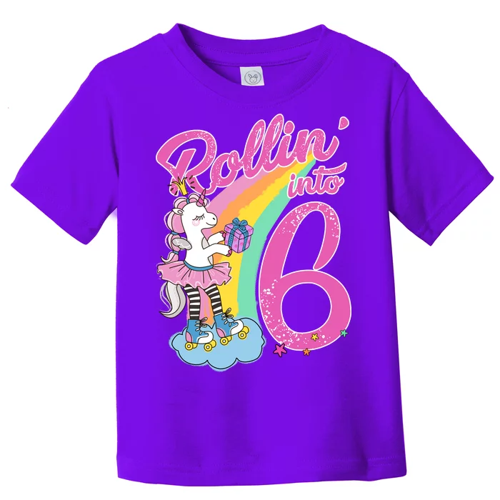 Rollin' Into 6 Skating Unicorn Toddler T-Shirt