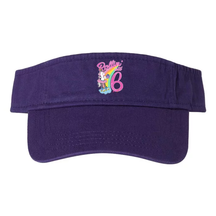 Rollin' Into 6 Skating Unicorn Valucap Bio-Washed Visor