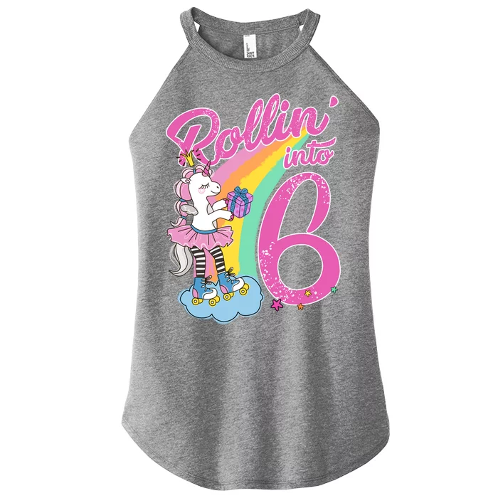 Rollin' Into 6 Skating Unicorn Women’s Perfect Tri Rocker Tank