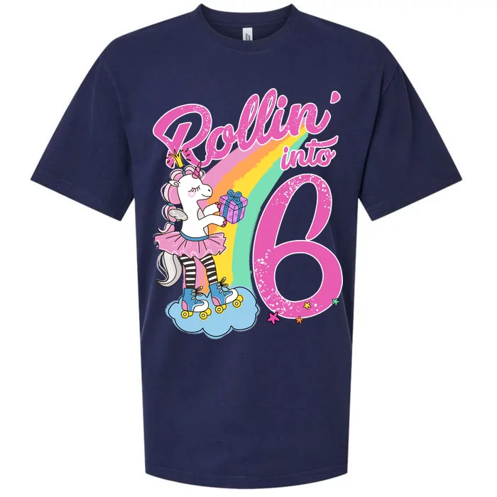 Rollin' Into 6 Skating Unicorn Sueded Cloud Jersey T-Shirt