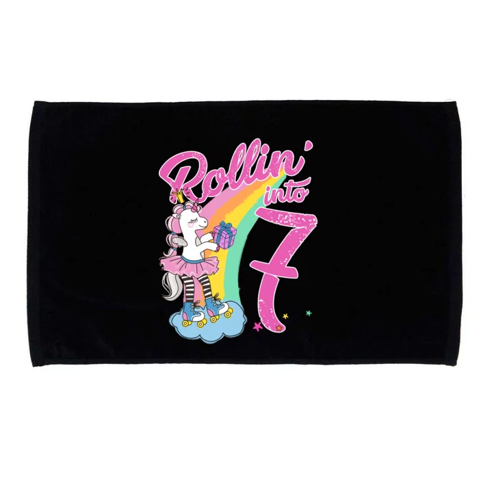 Rollin' Into 7 Skating Unicorn Birthday Microfiber Hand Towel