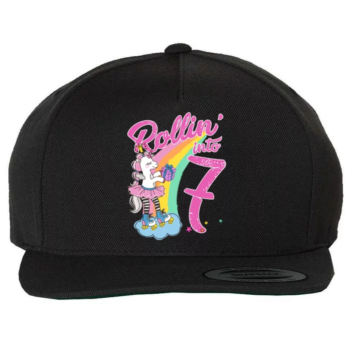 Rollin' Into 7 Skating Unicorn Birthday Wool Snapback Cap