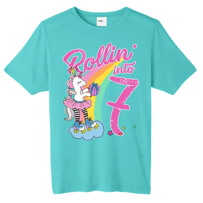 Rollin' Into 7 Skating Unicorn Birthday ChromaSoft Performance T-Shirt