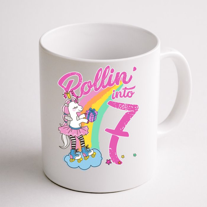 Rollin' Into 7 Skating Unicorn Birthday Front & Back Coffee Mug