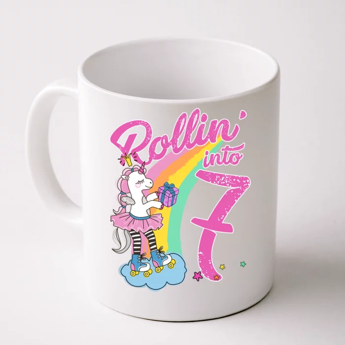 Rollin' Into 7 Skating Unicorn Birthday Front & Back Coffee Mug