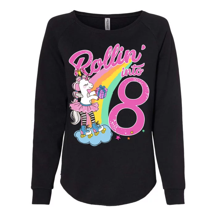 Rollin' Into 8 Skating Unicorn Birthday Womens California Wash Sweatshirt