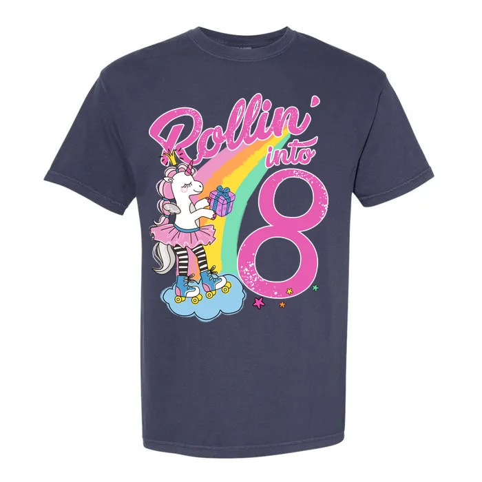 Rollin' Into 8 Skating Unicorn Birthday Garment-Dyed Heavyweight T-Shirt