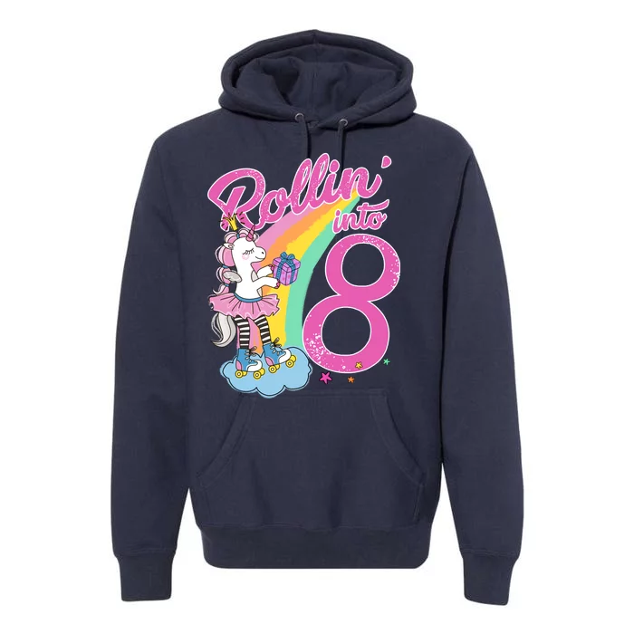 Rollin' Into 8 Skating Unicorn Birthday Premium Hoodie