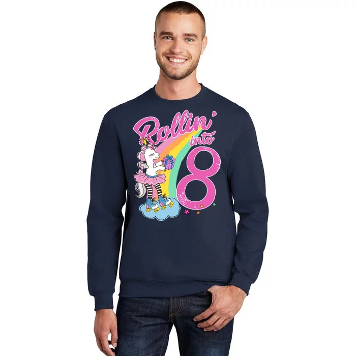 Rollin' Into 8 Skating Unicorn Birthday Tall Sweatshirt