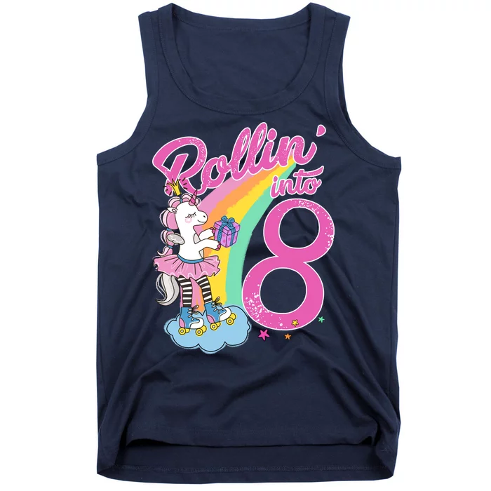 Rollin' Into 8 Skating Unicorn Birthday Tank Top