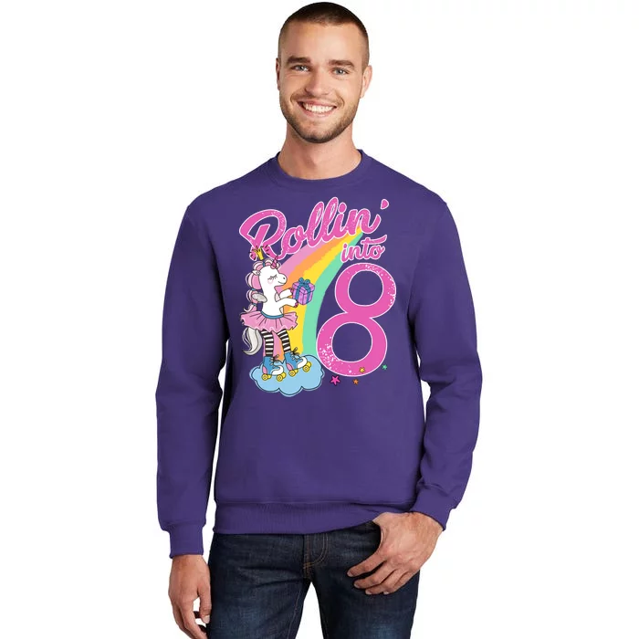 Rollin' Into 8 Skating Unicorn Birthday Sweatshirt