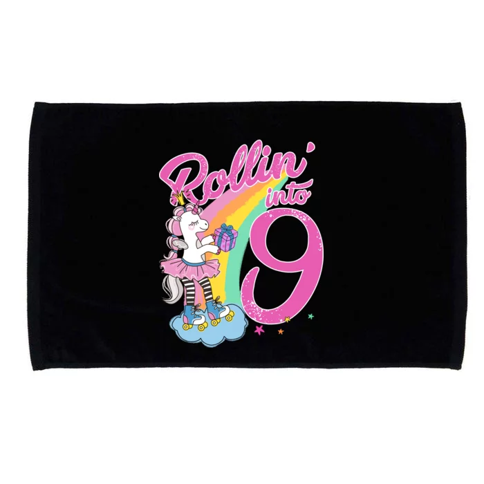 Rollin' Into 9 Skating Unicorn Birthday Microfiber Hand Towel