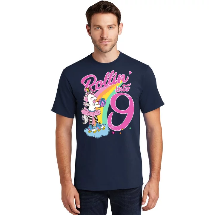 Rollin' Into 9 Skating Unicorn Birthday Tall T-Shirt