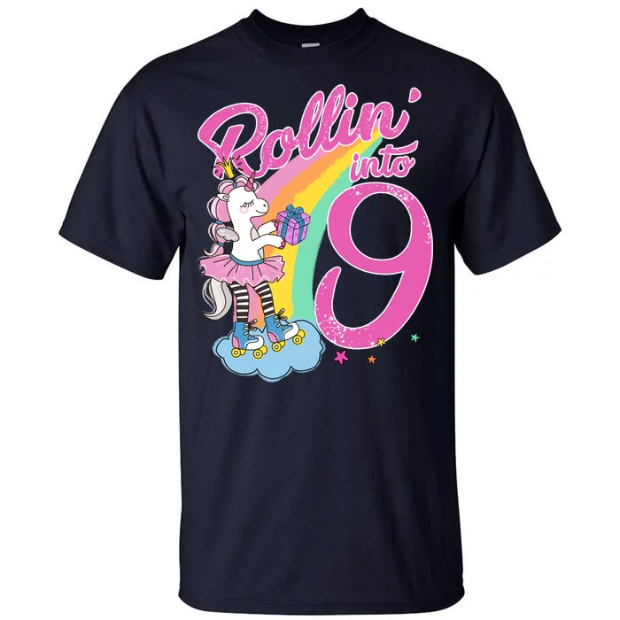 Rollin' Into 9 Skating Unicorn Birthday Tall T-Shirt