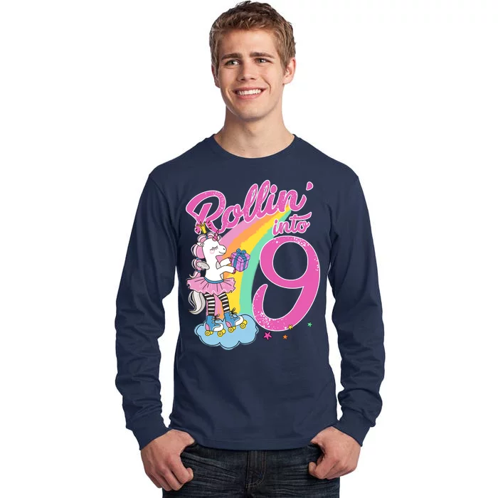 Rollin' Into 9 Skating Unicorn Birthday Tall Long Sleeve T-Shirt