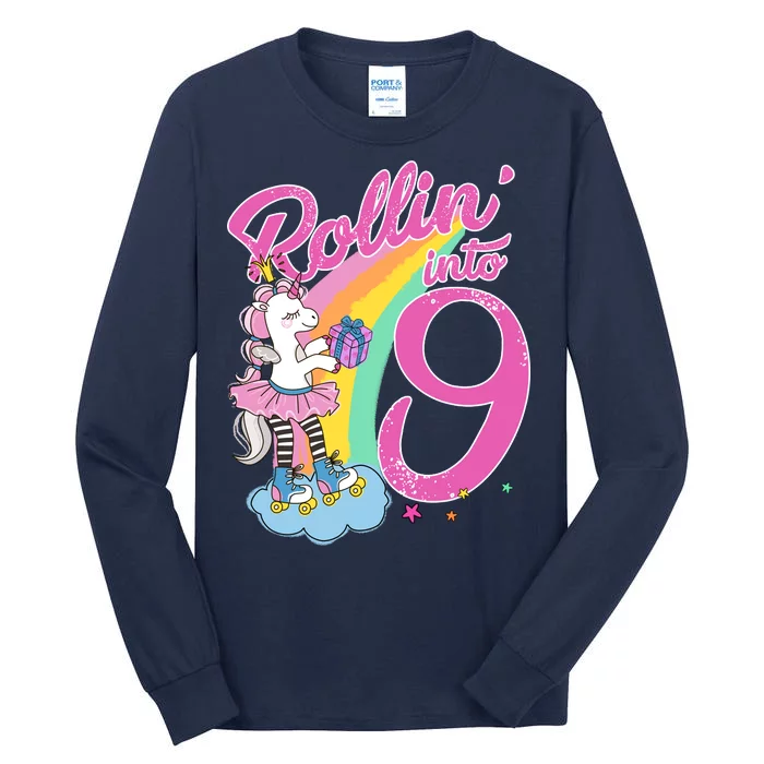 Rollin' Into 9 Skating Unicorn Birthday Tall Long Sleeve T-Shirt