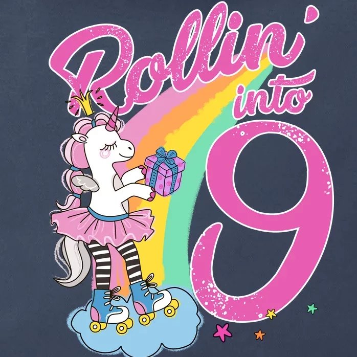 Rollin' Into 9 Skating Unicorn Birthday Zip Tote Bag