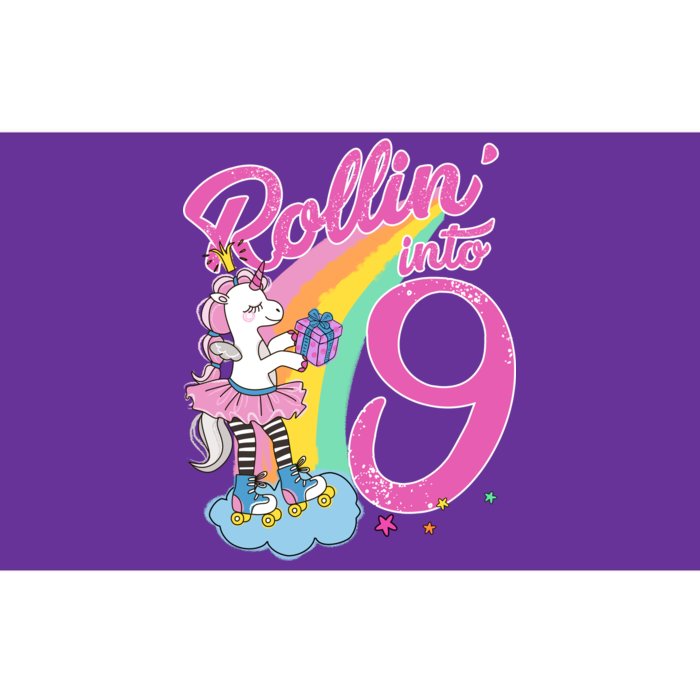 Rollin' Into 9 Skating Unicorn Birthday Bumper Sticker