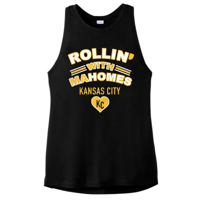 Rollin With Mahomes Kansas City Ladies Tri-Blend Wicking Tank