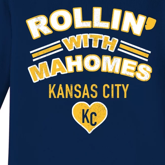 Rollin With Mahomes Kansas City Baby Long Sleeve Bodysuit