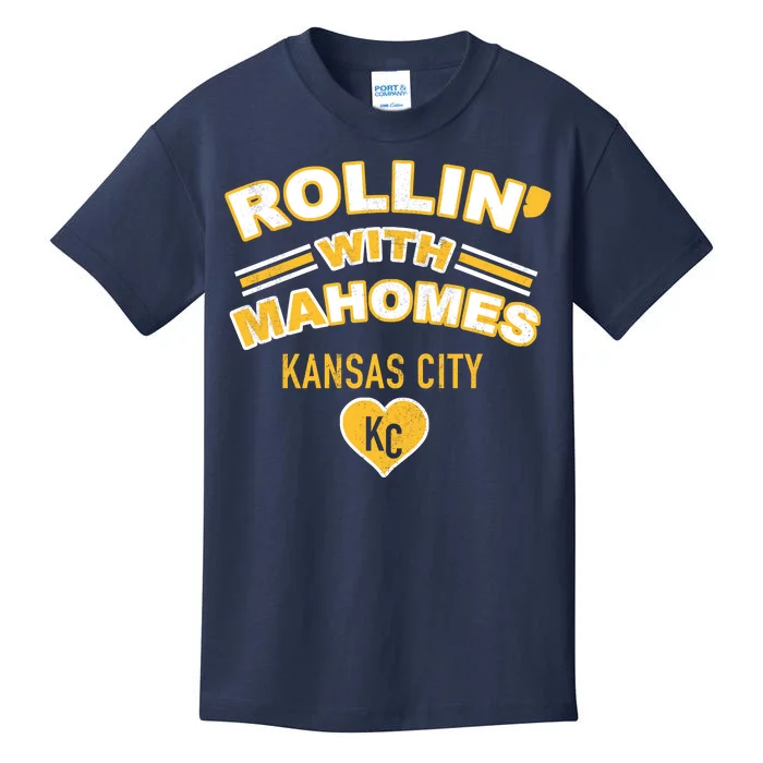 Rollin With Mahomes Kansas City Kids T-Shirt