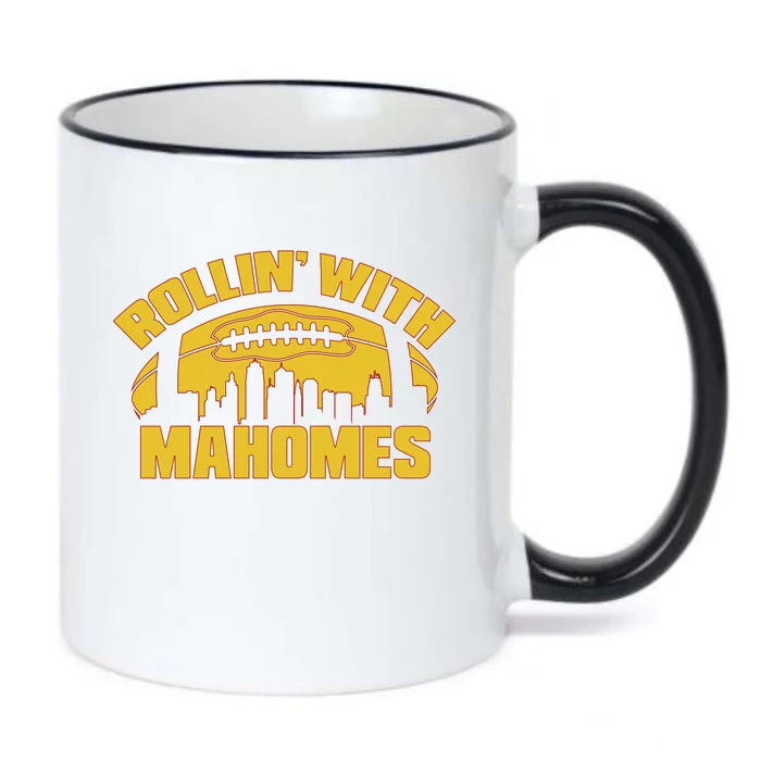 Rollin With Mahomes Kansas City Skyline Black Color Changing Mug