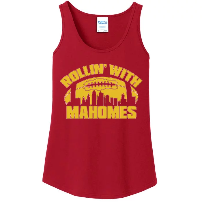 Rollin With Mahomes Kansas City Skyline Ladies Essential Tank