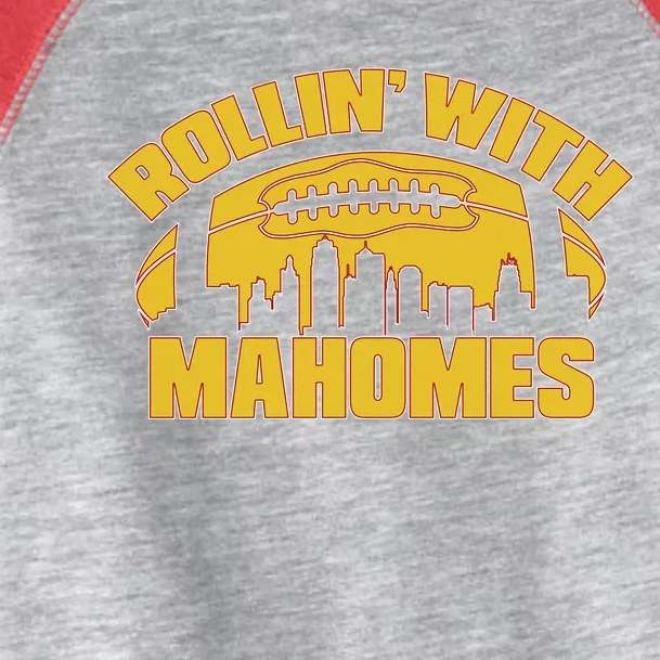 Rollin With Mahomes Kansas City Skyline Toddler Fine Jersey T-Shirt