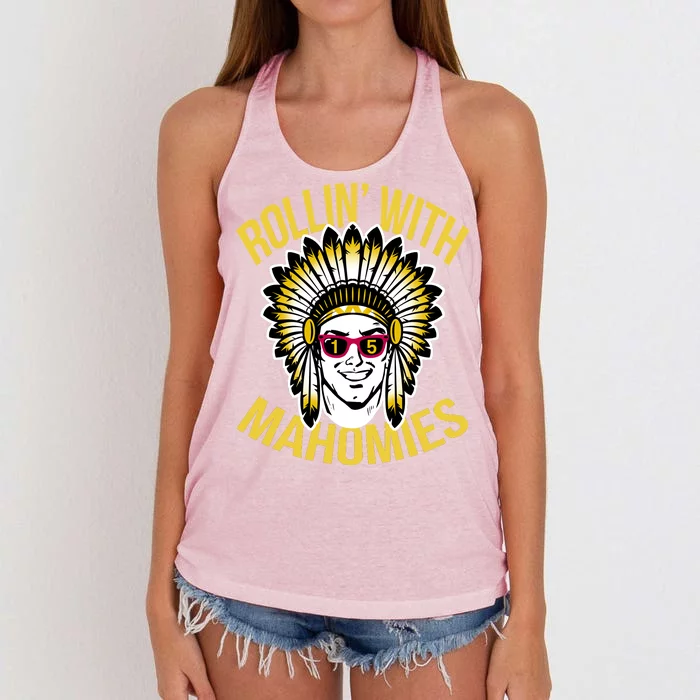 Rollin' With Mahomies Women's Knotted Racerback Tank