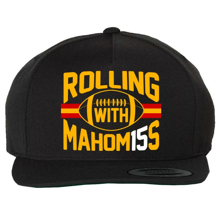Rolling With Mahomes KC Football Wool Snapback Cap