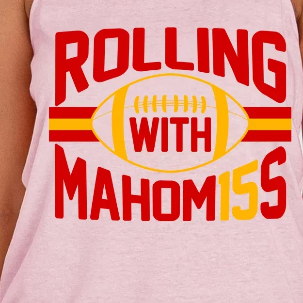 Rolling With Mahomes KC Football Women's Knotted Racerback Tank