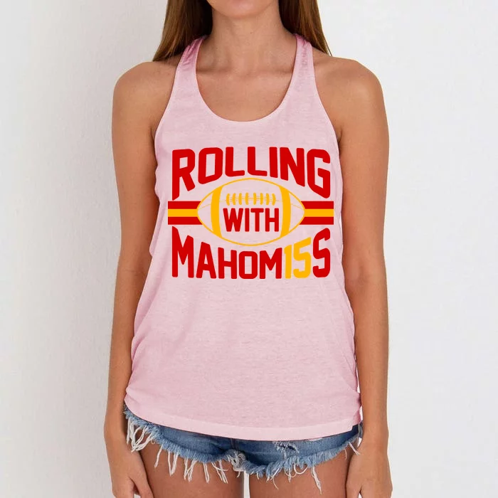 Rolling With Mahomes KC Football Women's Knotted Racerback Tank