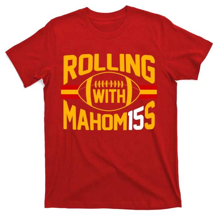 Teeshirtpalace Rolling with Mahomes KC Football T-Shirt