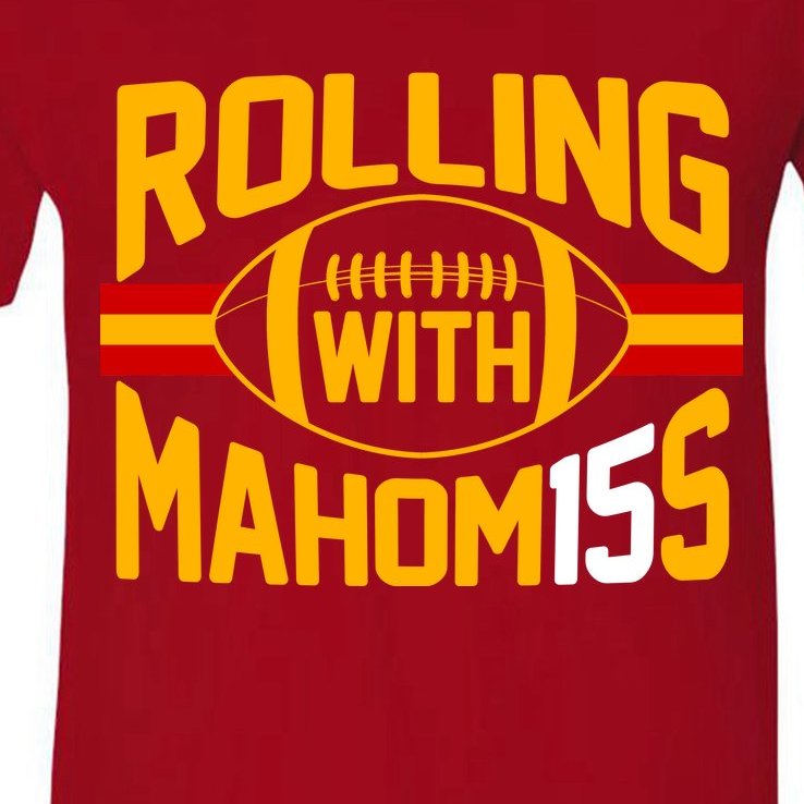 Rolling With Mahomes KC Football V-Neck T-Shirt