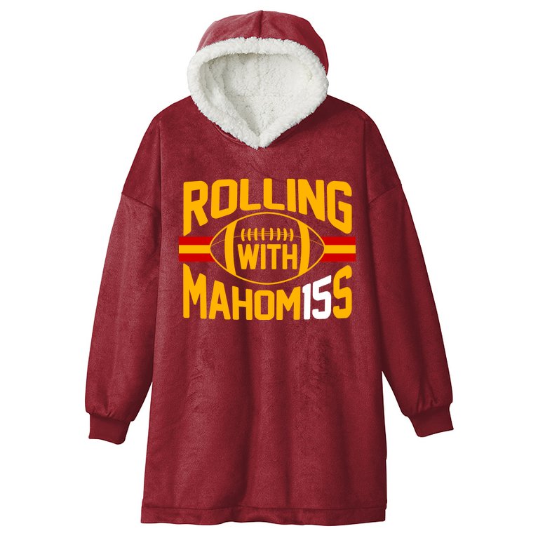 Rolling With Mahomes KC Football Hooded Wearable Blanket