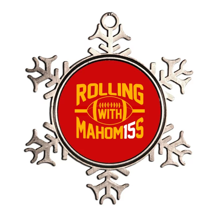 Rolling With Mahomes KC Football Metallic Star Ornament