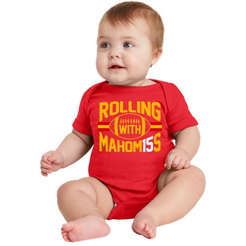Rolling With Mahomes KC Football Baby Bodysuit