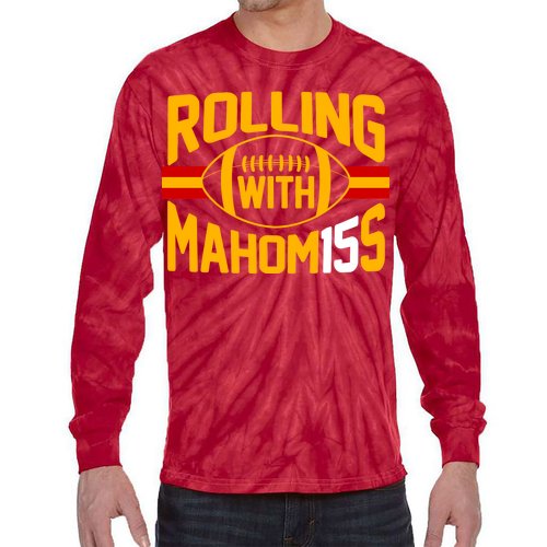 Rolling With Mahomes KC Football Tie-Dye Long Sleeve Shirt