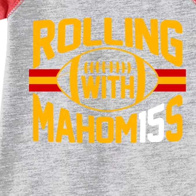 Rolling With Mahomes KC Football Infant Baby Jersey Bodysuit