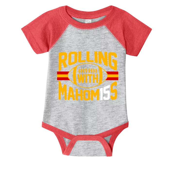 Rolling With Mahomes KC Football Infant Baby Jersey Bodysuit