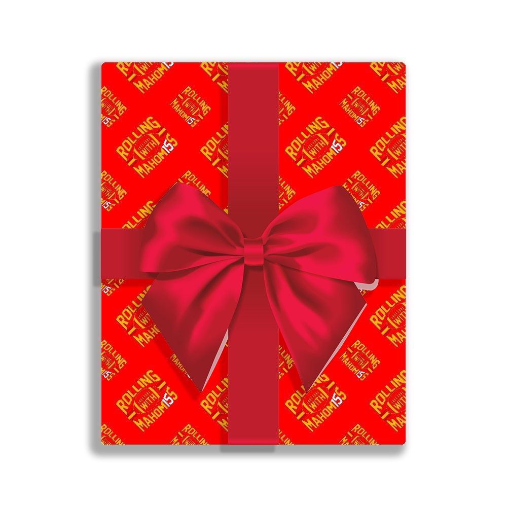 Rolling With Mahomes KC Football Wrapping Paper
