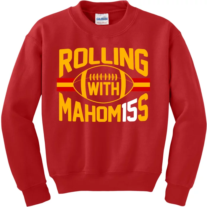 Rolling With Mahomes KC Football Kids Sweatshirt