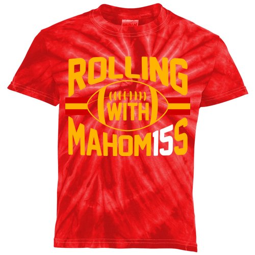 Rolling With Mahomes KC Football Kids Tie-Dye T-Shirt