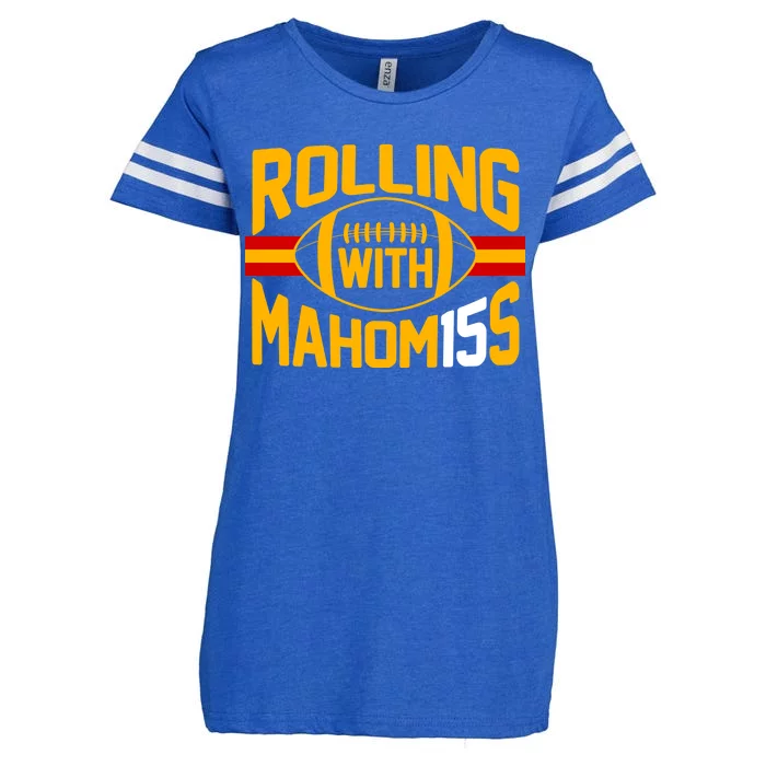 Rolling With Mahomes KC Football Enza Ladies Jersey Football T-Shirt