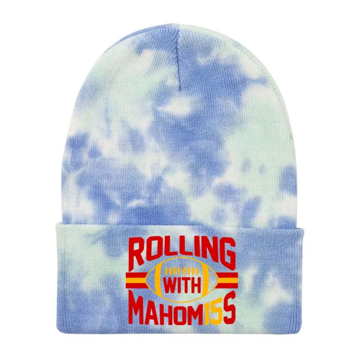 Rolling With Mahomes KC Football Tie Dye 12in Knit Beanie