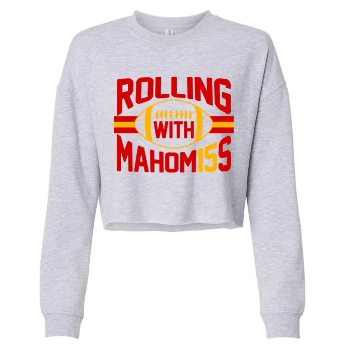 Rolling With Mahomes KC Football Cropped Pullover Crew