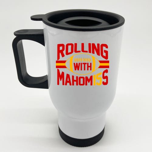 Rolling With Mahomes KC Football Stainless Steel Travel Mug